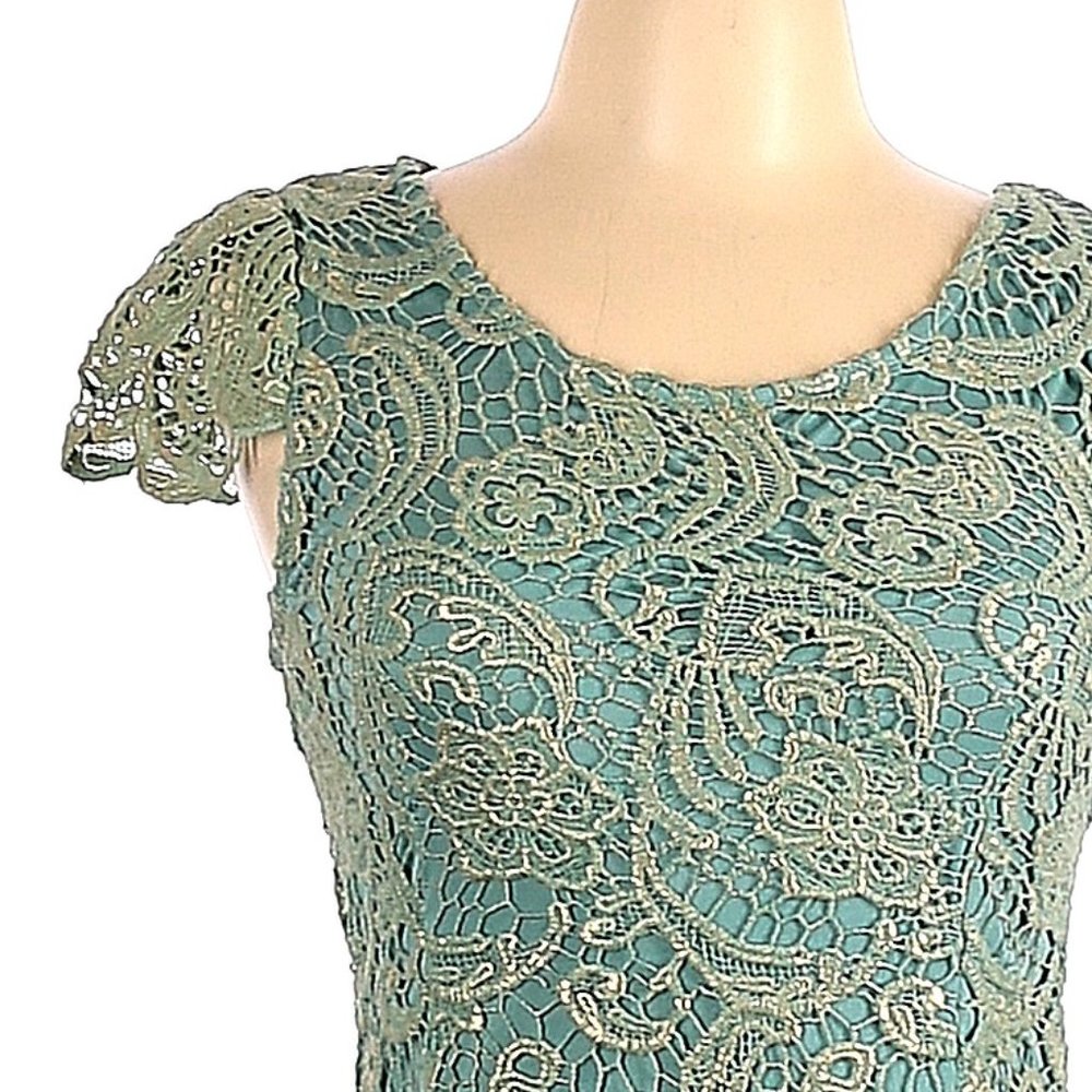 100% Cotton Green Embroidered Lace Dress Size L